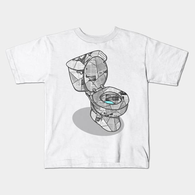 Toilet Paper Kids T-Shirt by GODZILLARGE